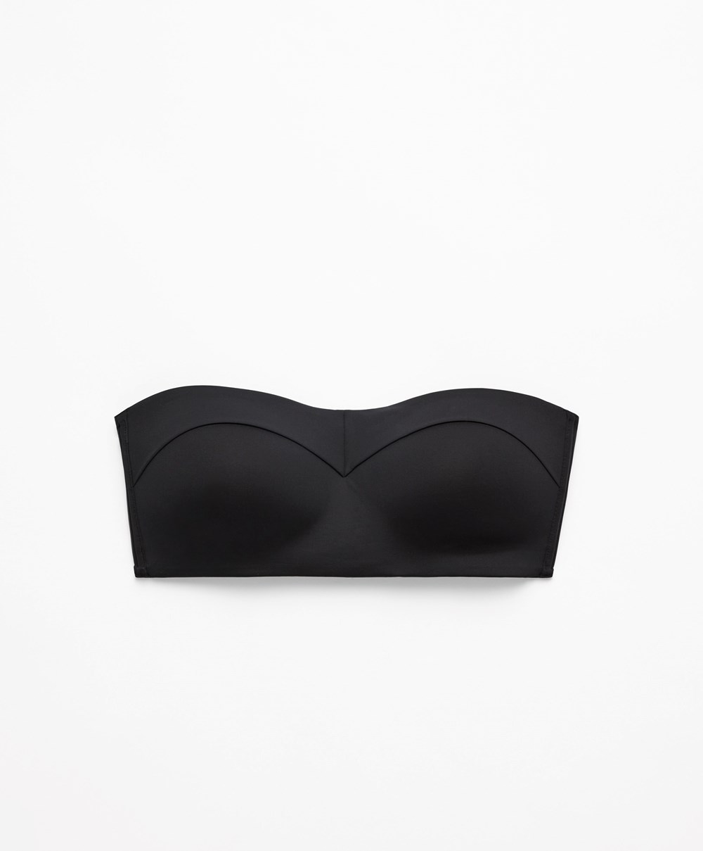 Oysho Bandeau Bustier Bikini Top Fekete | RENBPG-948