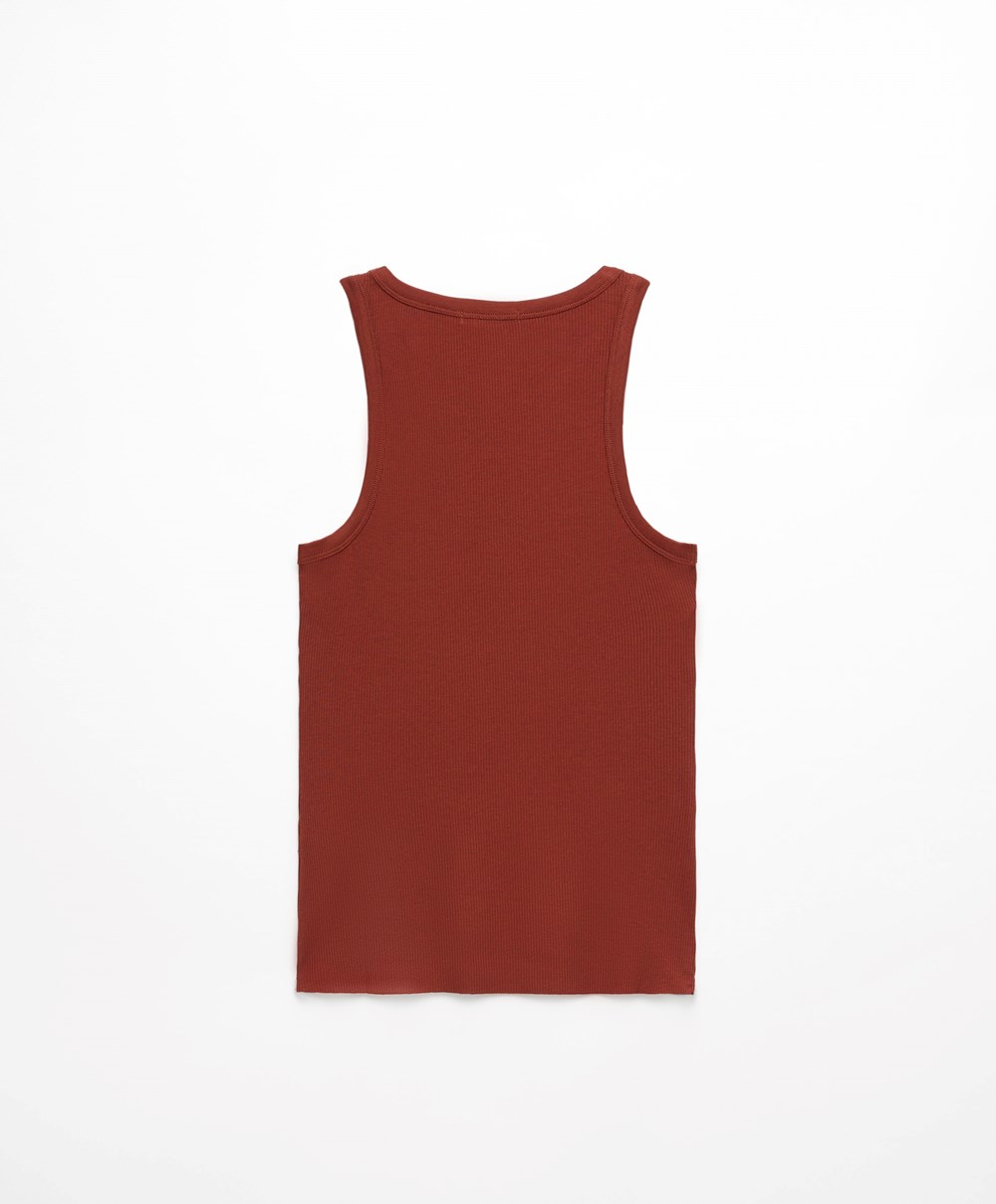 Oysho Bordázott Vest Top Barna | YDJUCK-519