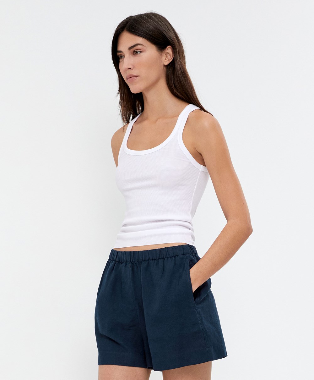 Oysho Bordázott Vest Top Pale Ecru | DWCRHA-104