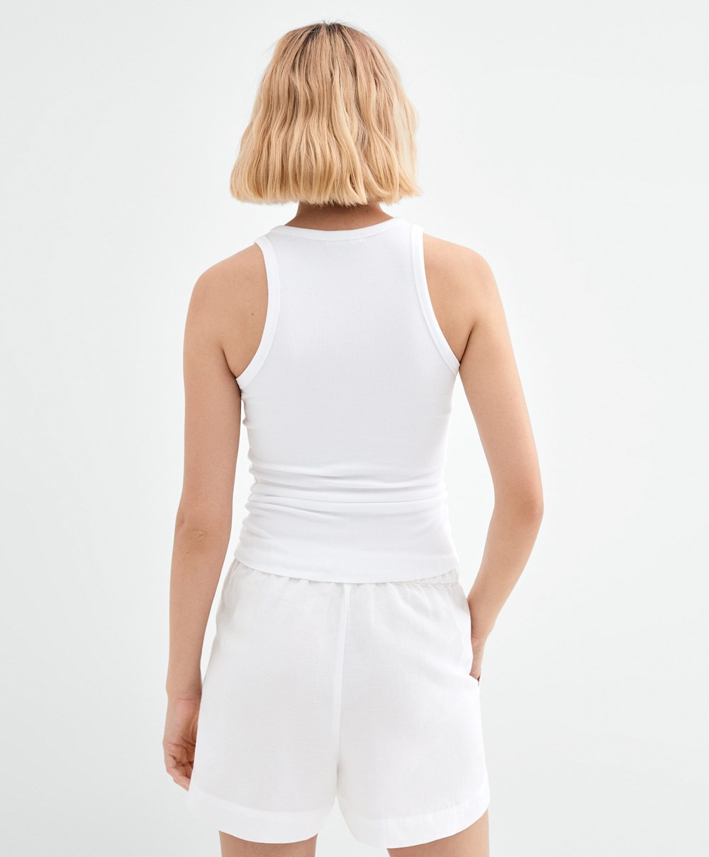 Oysho Bordázott Vest Top Pale Ecru | GINFQU-784