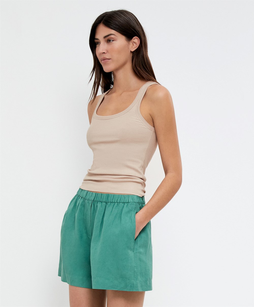 Oysho Bordázott Vest Top Soft Mink | WMKACG-956