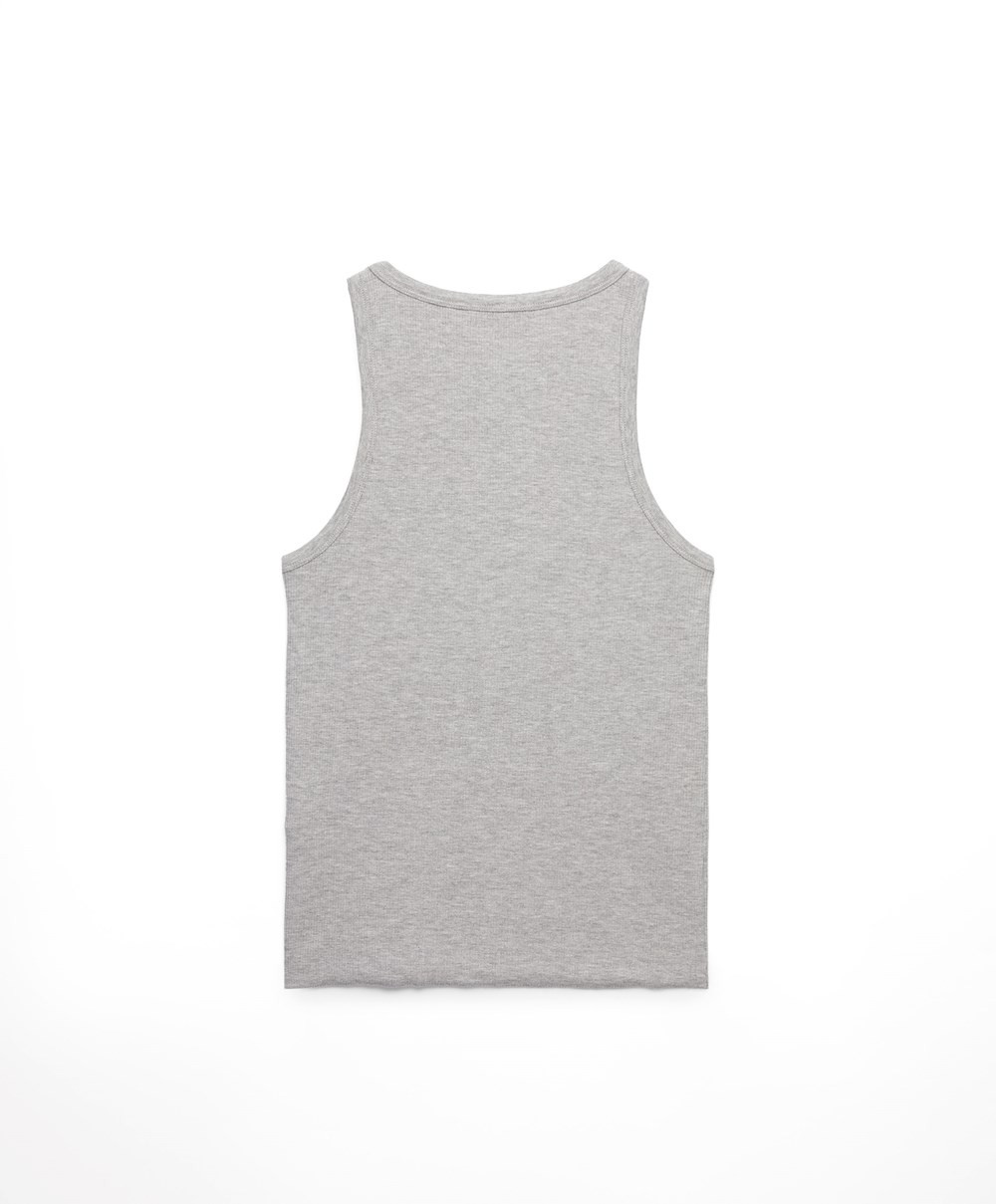 Oysho Bordázott Vest Top Szürke | OJEWPN-096