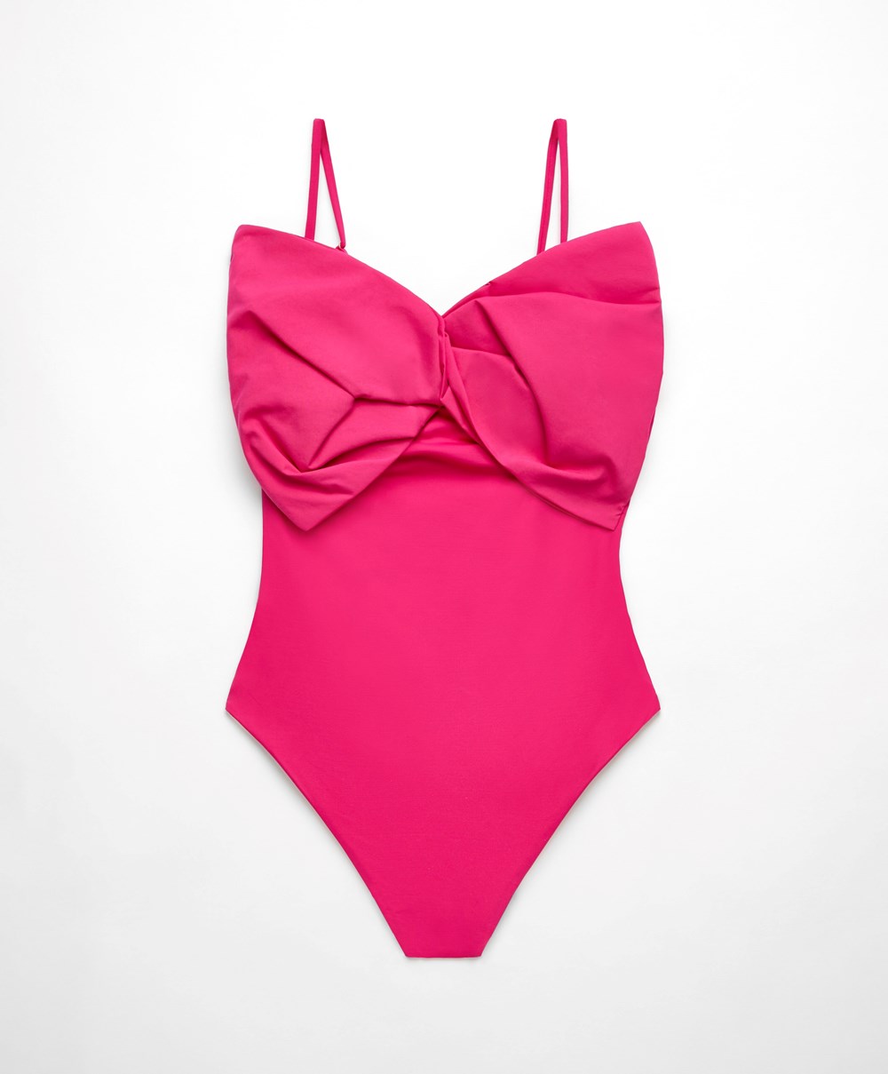 Oysho Bow Swimsuit Fukszia | KHLYTR-642