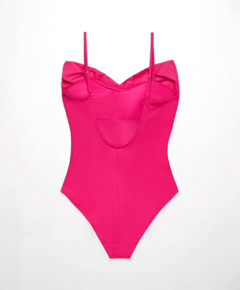 Oysho Bow Swimsuit Fukszia | KHLYTR-642