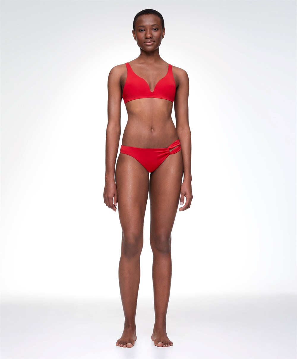 Oysho Brazilian Bikini Bottoms Piros | SDFWUK-201