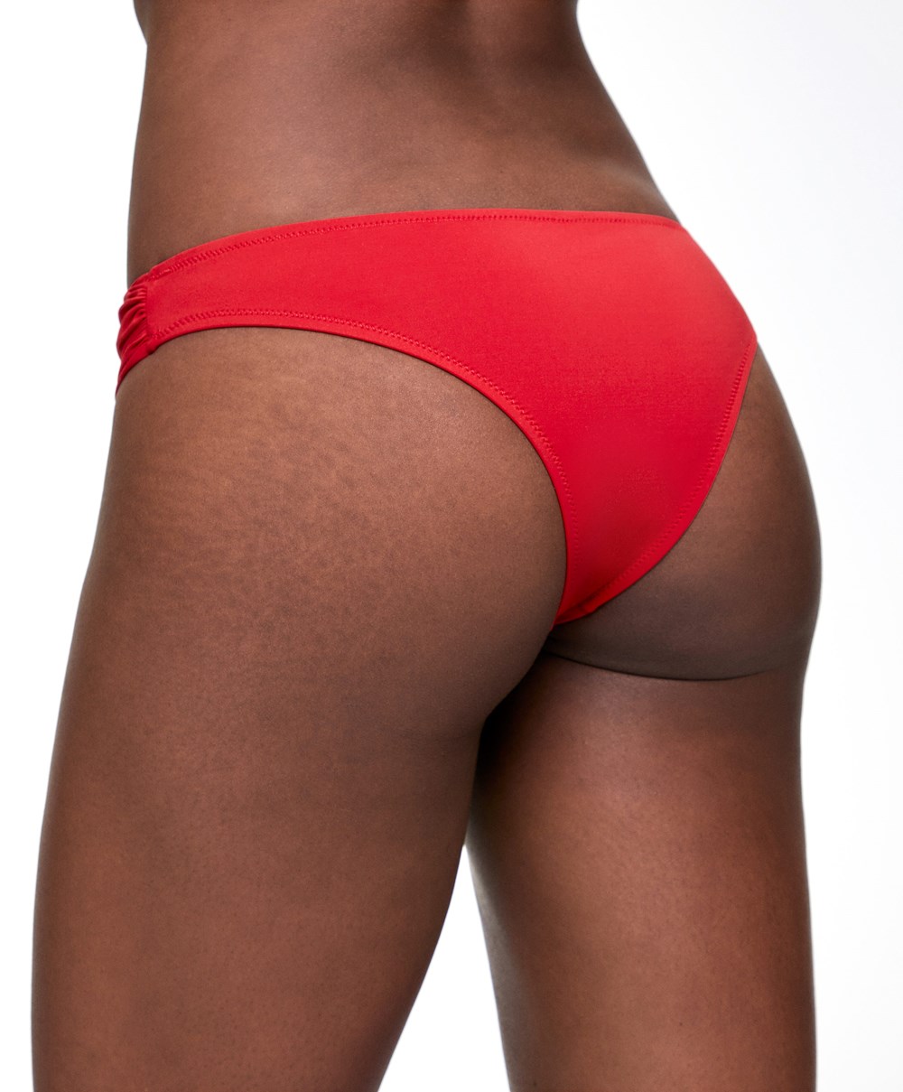 Oysho Brazilian Bikini Bottoms Piros | SDFWUK-201