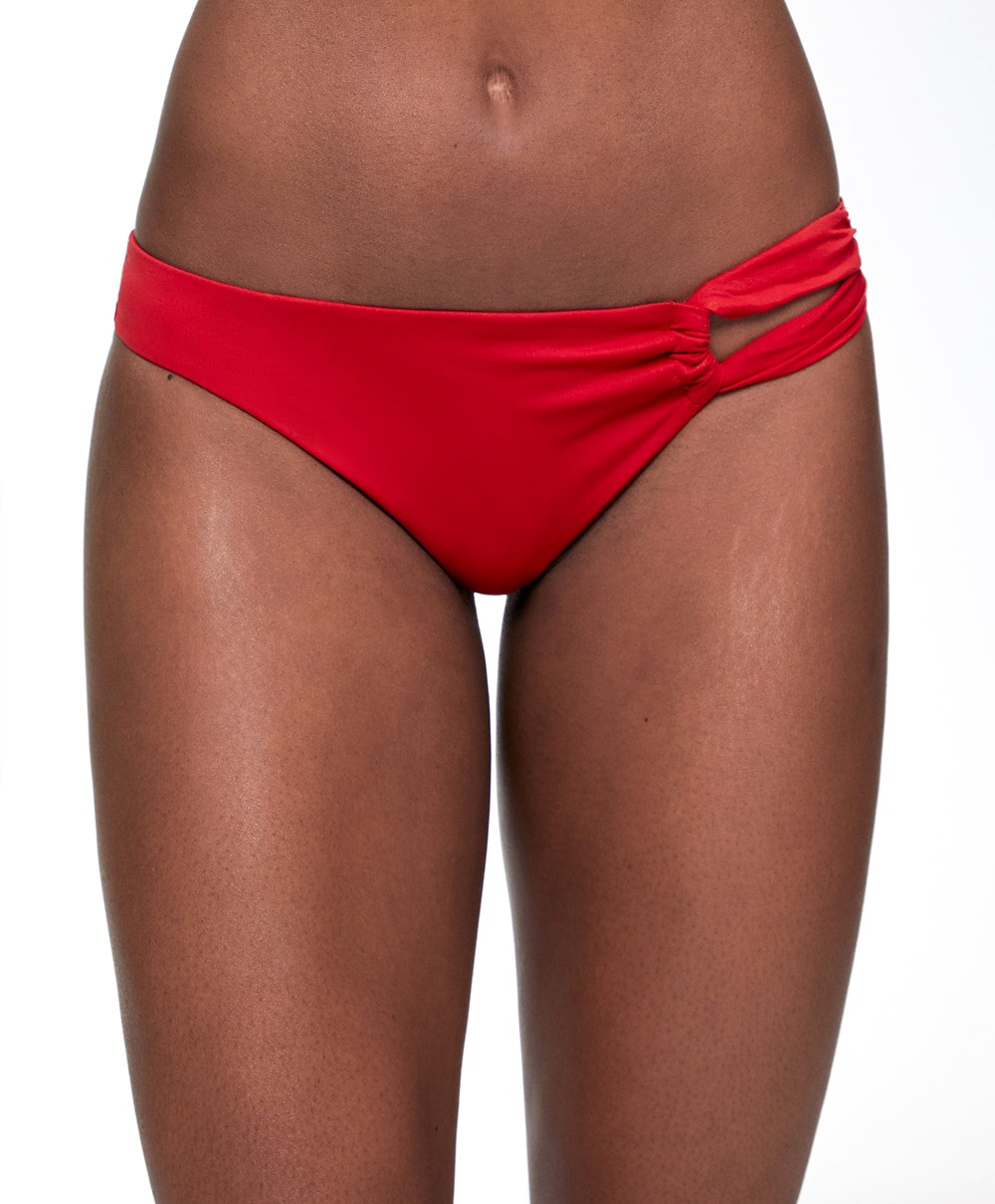 Oysho Brazilian Bikini Bottoms Piros | SDFWUK-201