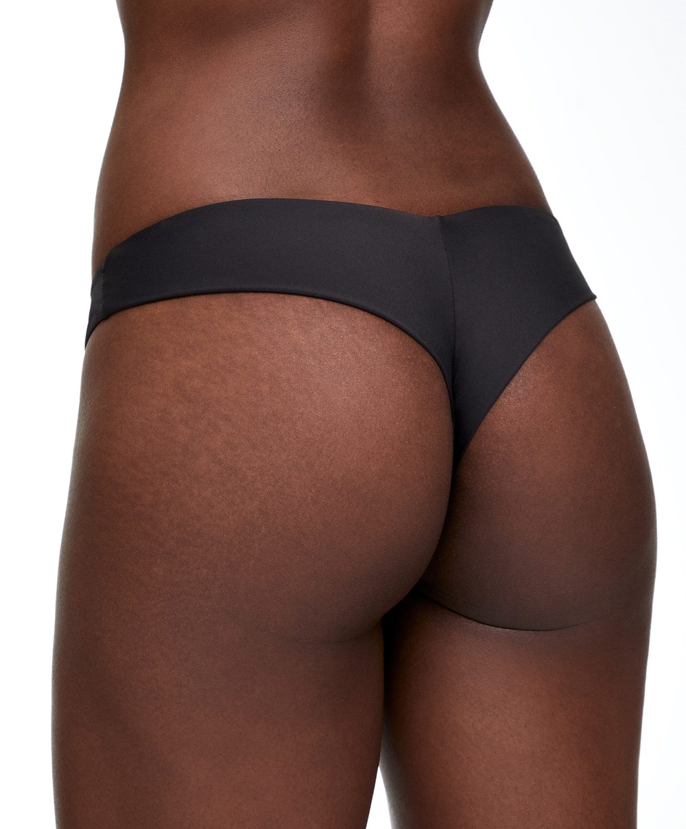 Oysho Brazilian Bikini Briefs Fekete | KODHIG-801