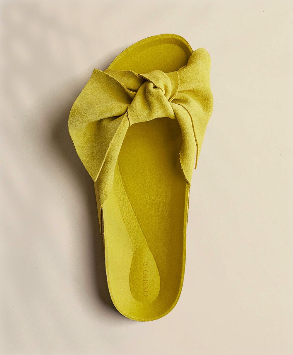 Oysho Bőr Bow Sandals Lime | UHWMDZ-027