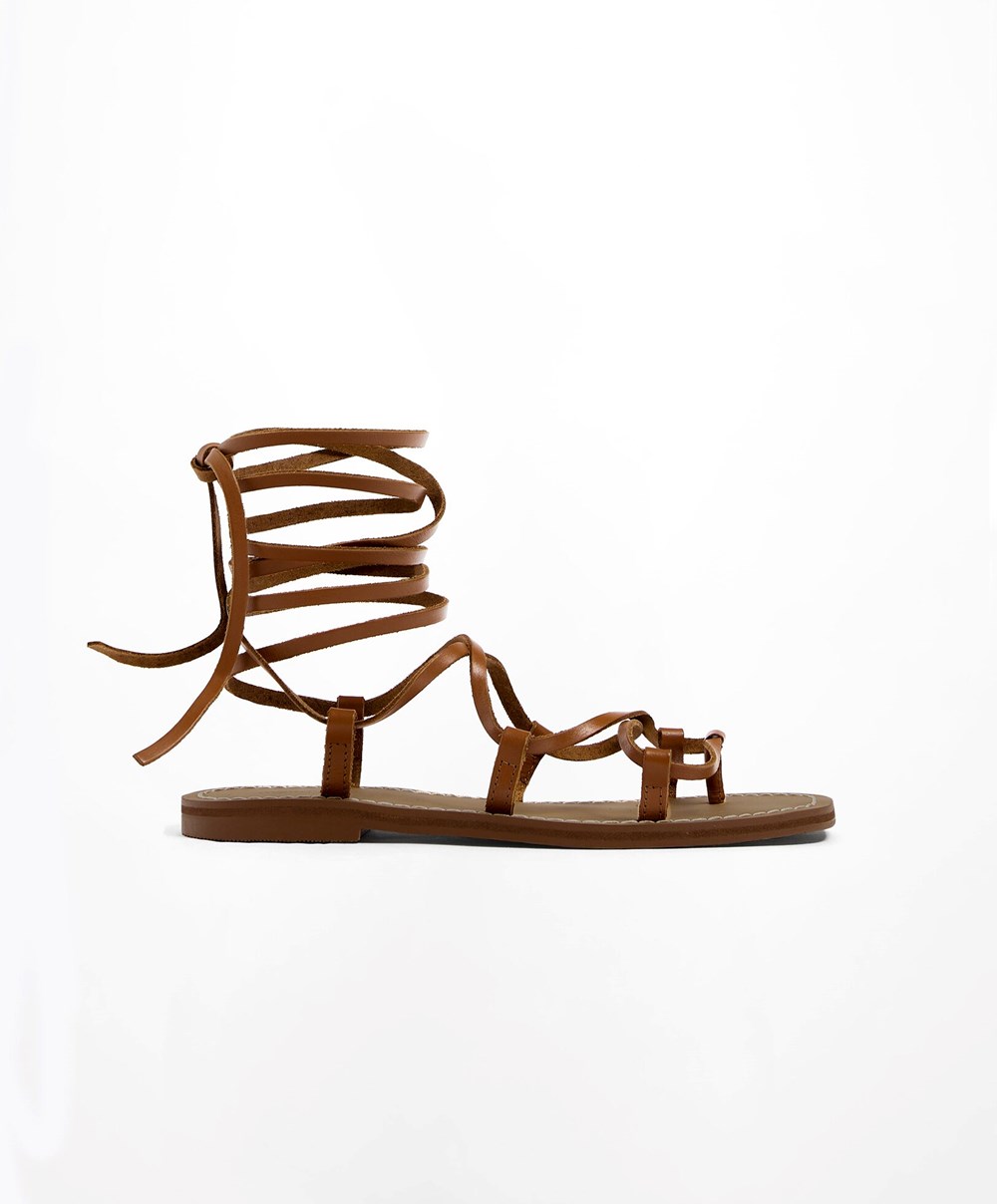 Oysho Bőr Roman Sandals Leather | EXDPTY-468