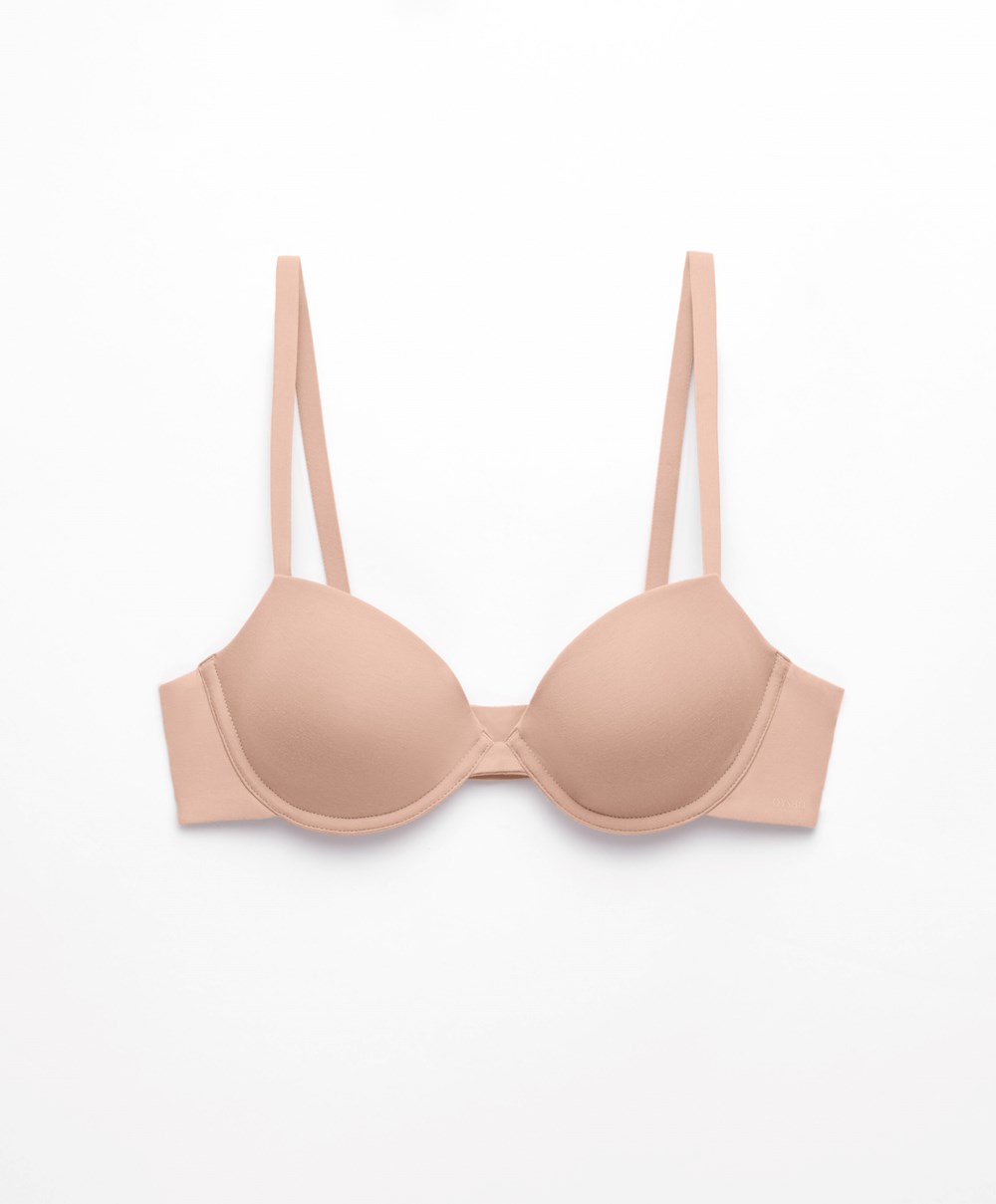 Oysho Classic Pamut Underwired Bra Bézs | DFGKOC-452