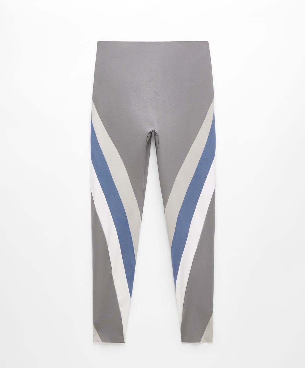 Oysho Colour Block Compressive 65cm Ankle-length Leggings Titán | AVEGFN-506