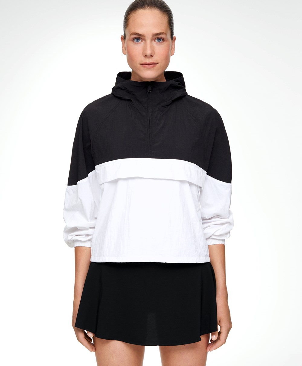 Oysho Colour Block Vizi-repellent Kangaroo Jacket Fekete | RHGJMF-174