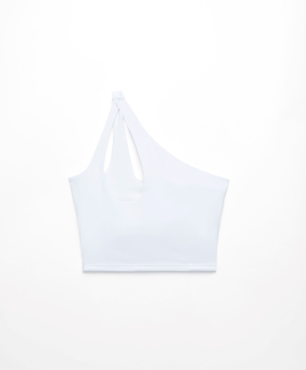 Oysho Comfortlux Asymmetric Top With Cups Fehér | TGHKMJ-043