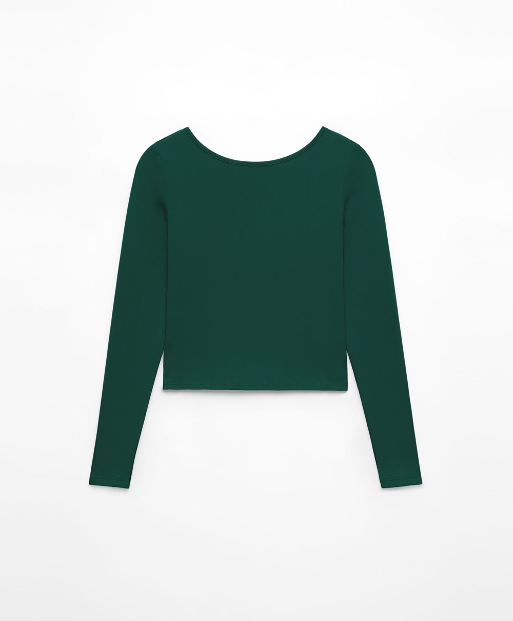 Oysho Comfortlux Back Long-sleeved T-shirt Bottle | JVGPDN-873