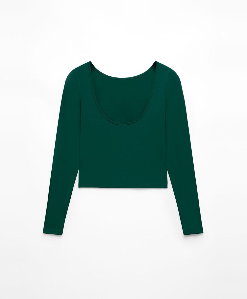 Oysho Comfortlux Back Long-sleeved T-shirt Bottle | JVGPDN-873