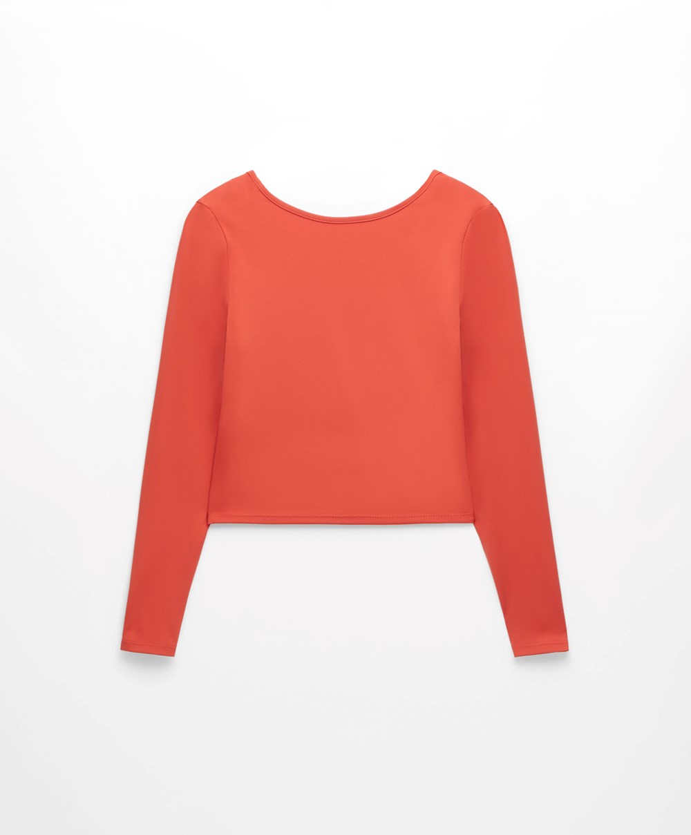 Oysho Comfortlux Back Long-sleeved T-shirt Narancssárga | UXMQRY-172