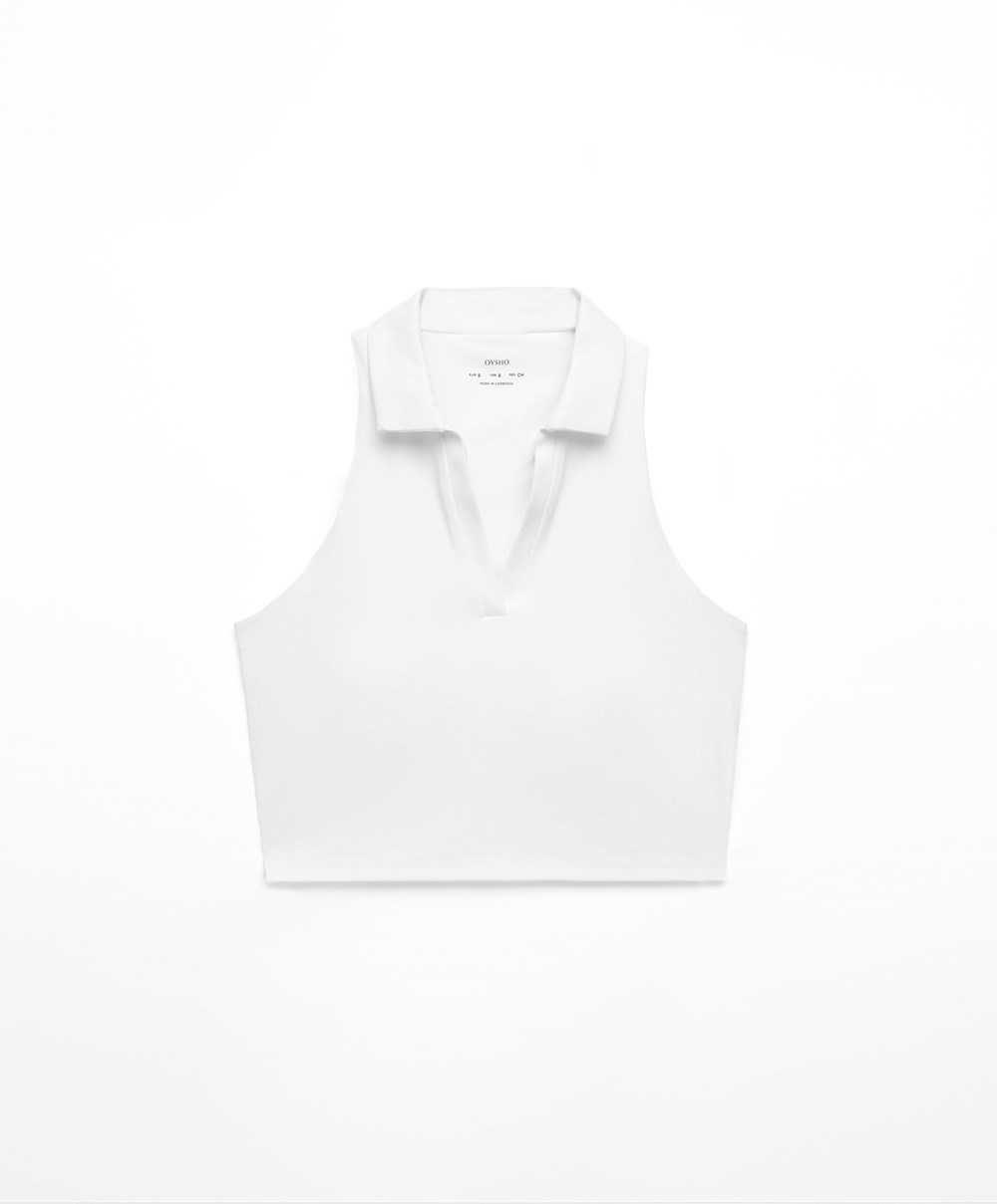 Oysho Comfortlux Cups Tank Top Fehér | LYKIRP-308