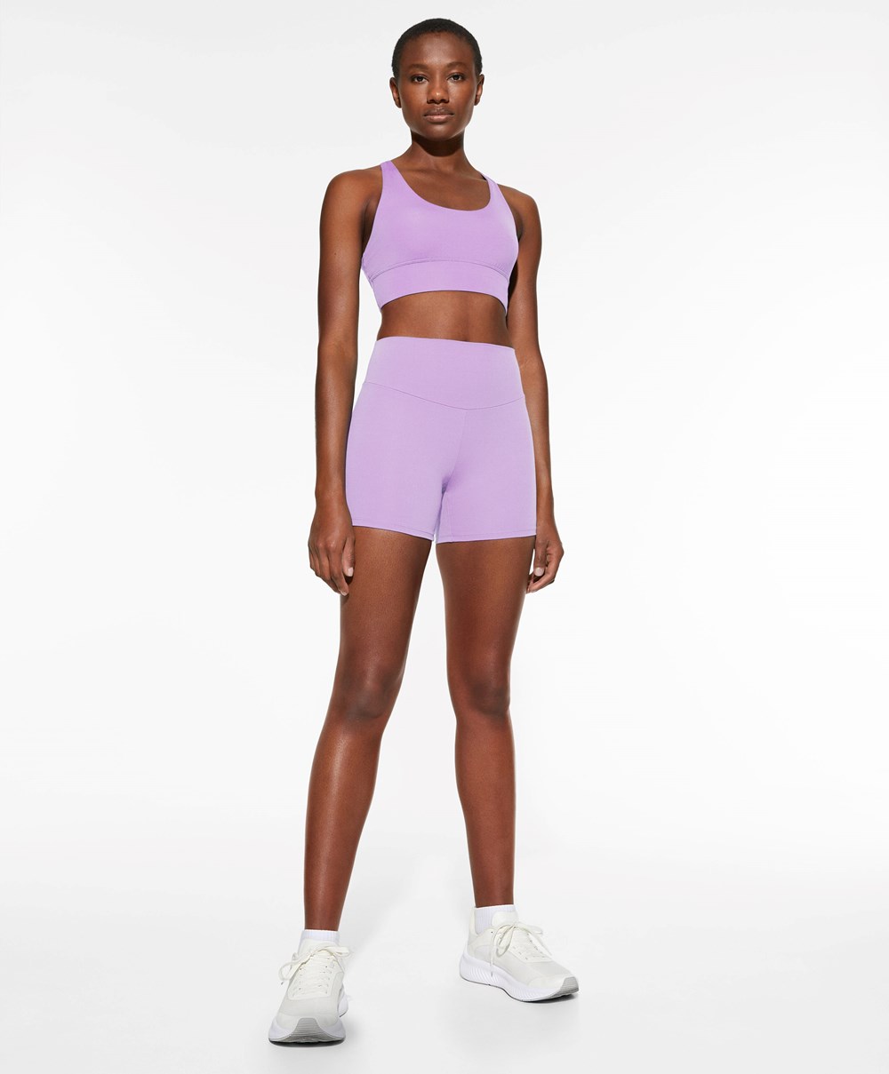 Oysho Comfortlux High-rise 10cm Hot Pants Mauve | JBKYZN-912