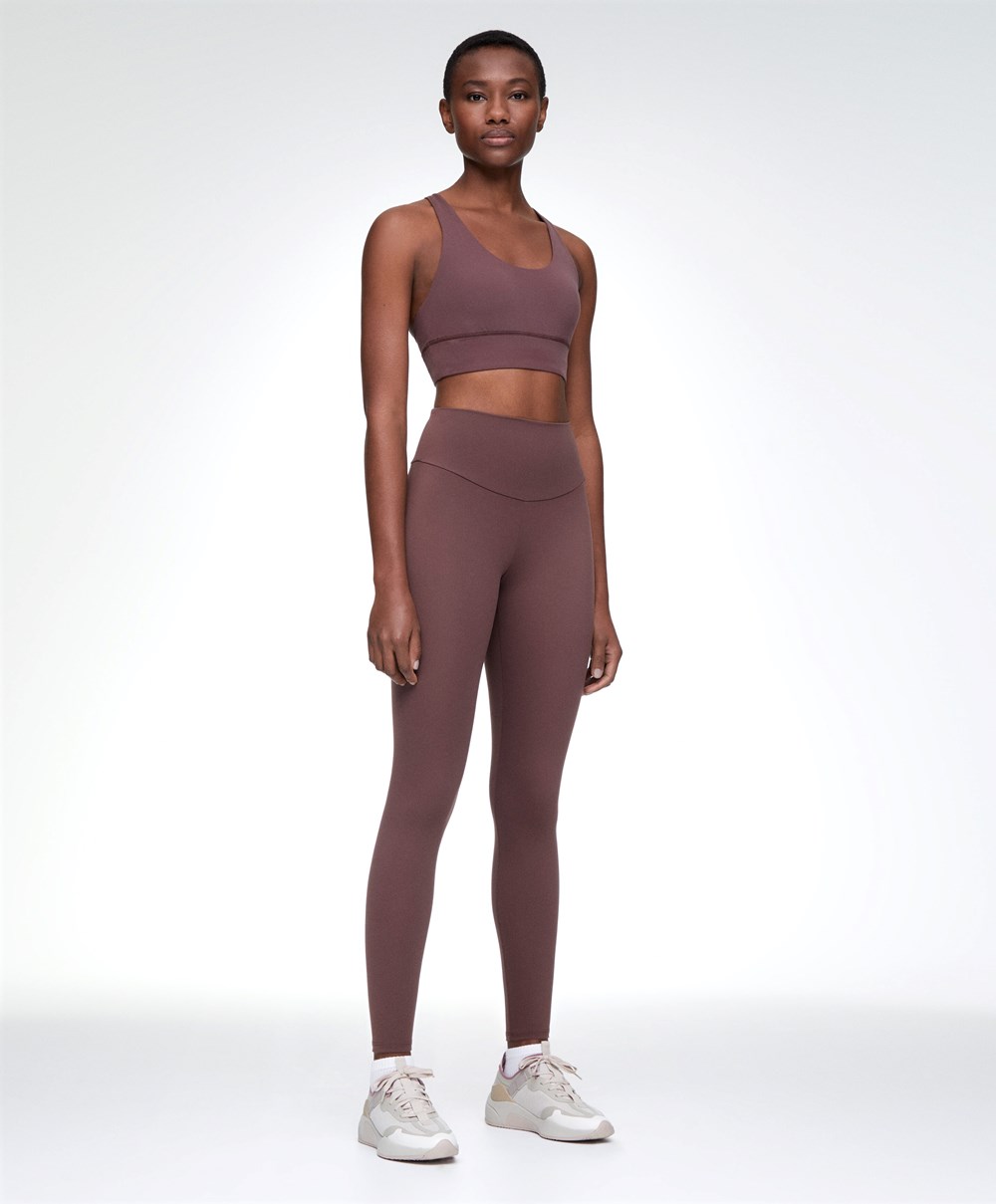 Oysho Comfortlux High-rise Ankle-length Leggings Washed Mahogany | DGXITP-134