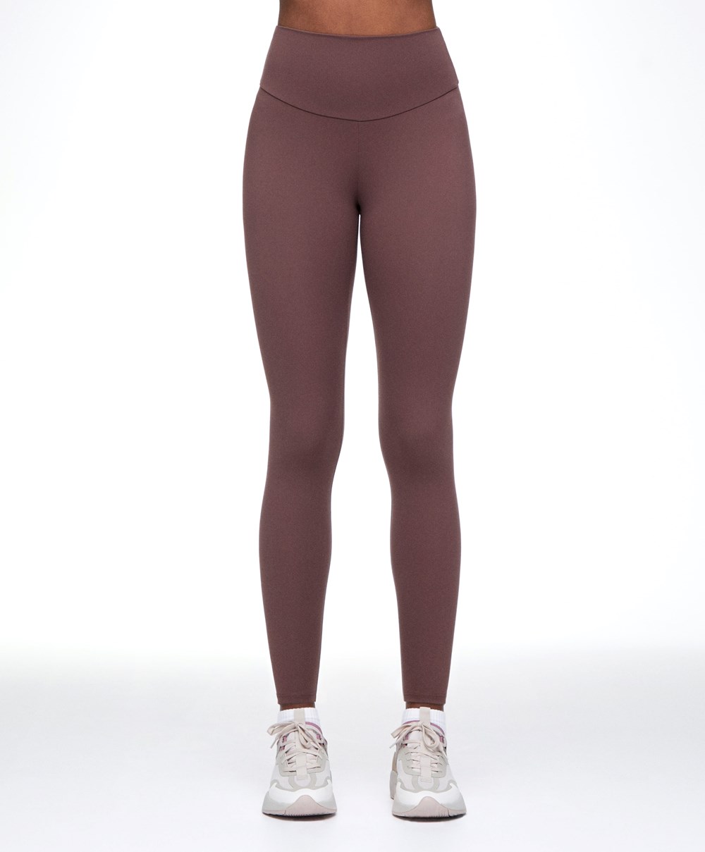 Oysho Comfortlux High-rise Ankle-length Leggings Washed Mahogany | DGXITP-134