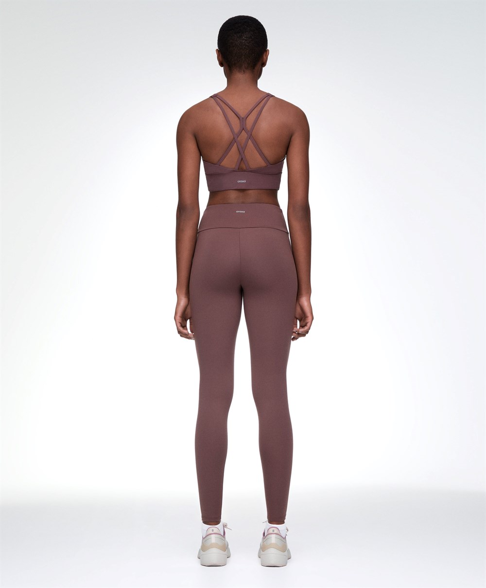 Oysho Comfortlux High-rise Ankle-length Leggings Washed Mahogany | DGXITP-134