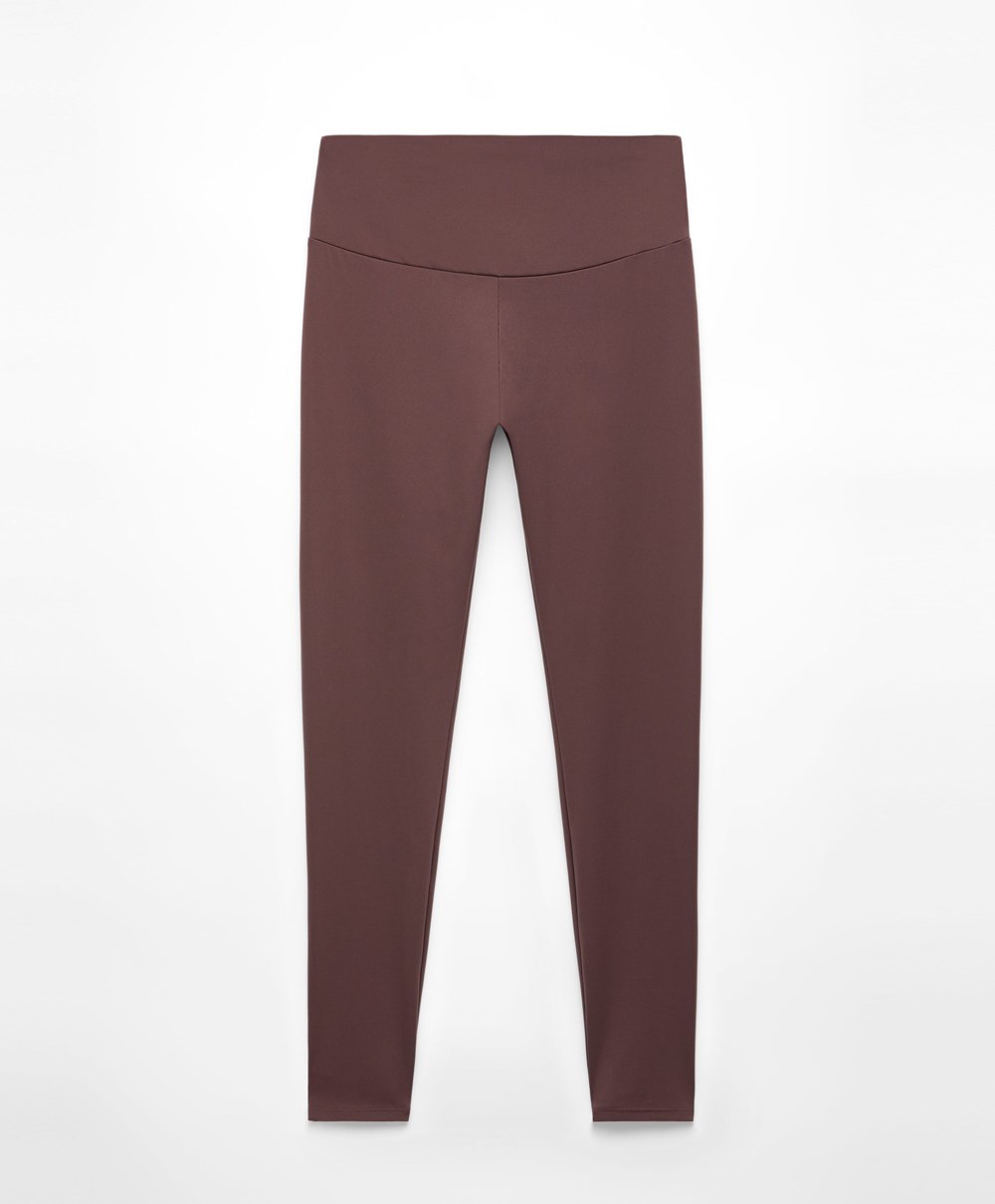 Oysho Comfortlux High-rise Ankle-length Leggings Washed Mahogany | DGXITP-134