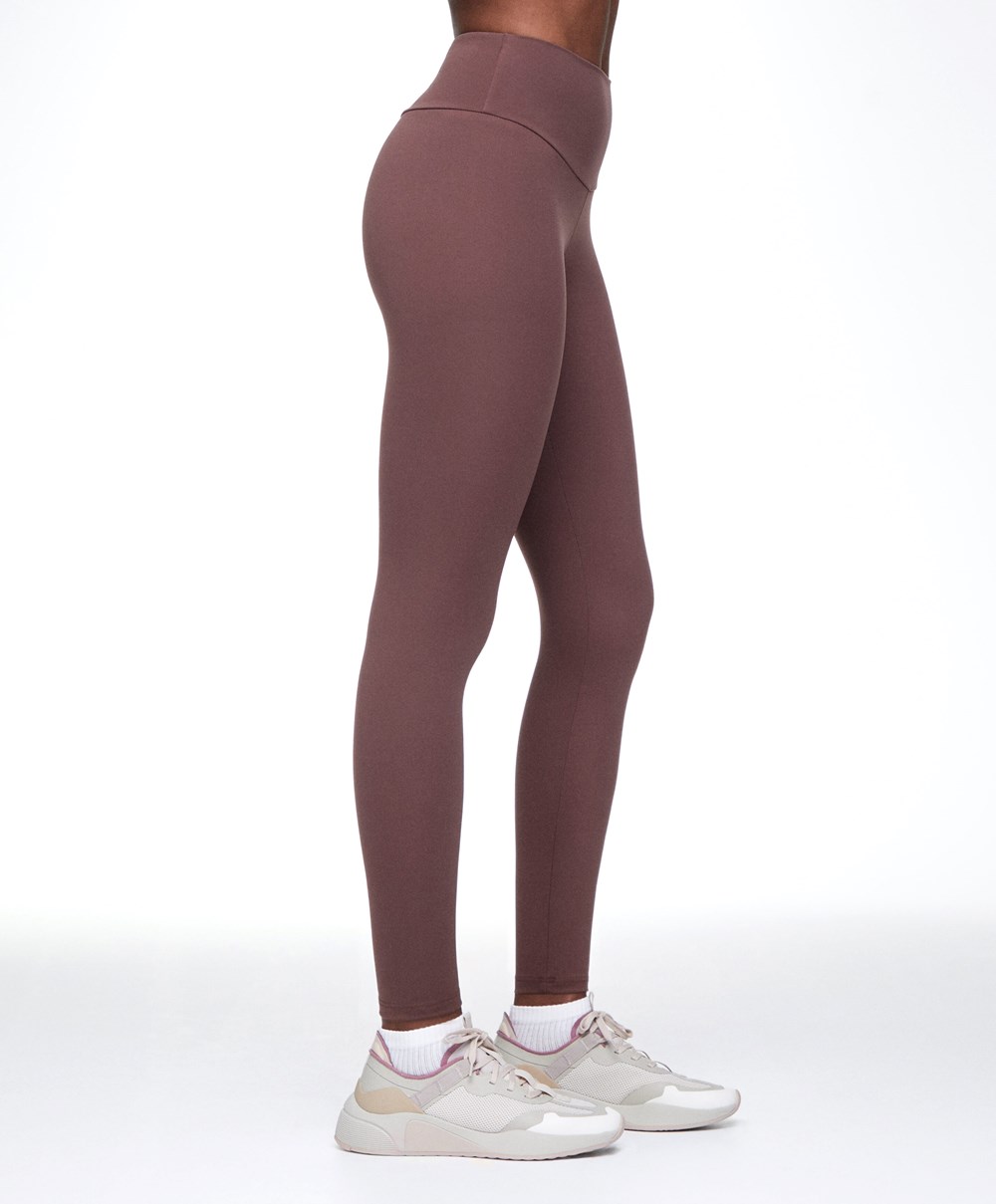 Oysho Comfortlux High-rise Ankle-length Leggings Washed Mahogany | DGXITP-134