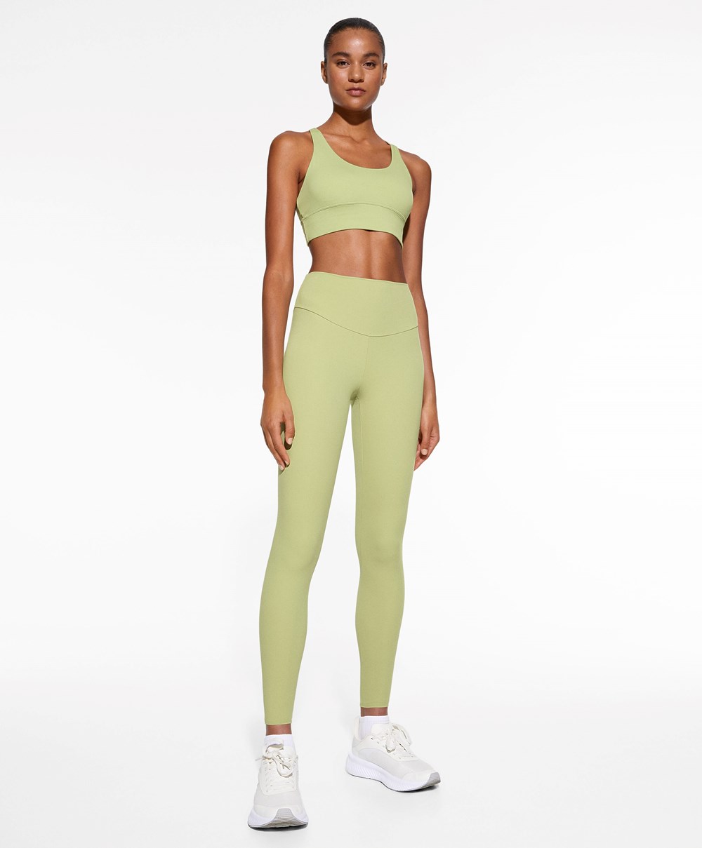 Oysho Comfortlux High-rise Ankle-length Leggings Zöld | ELAKMN-350