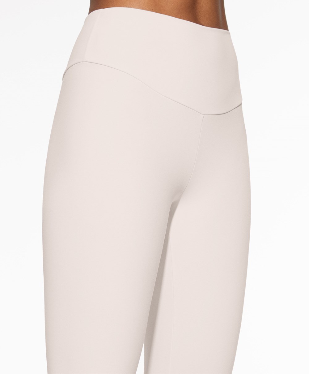 Oysho Comfortlux High-rise Ankle-length Leggings Ivory Ecru | KGSVTW-126