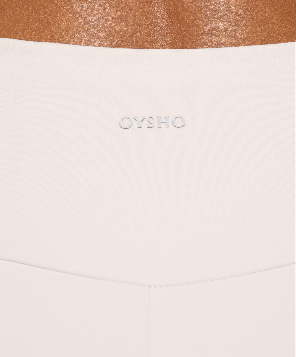 Oysho Comfortlux High-rise Ankle-length Leggings Ivory Ecru | KGSVTW-126