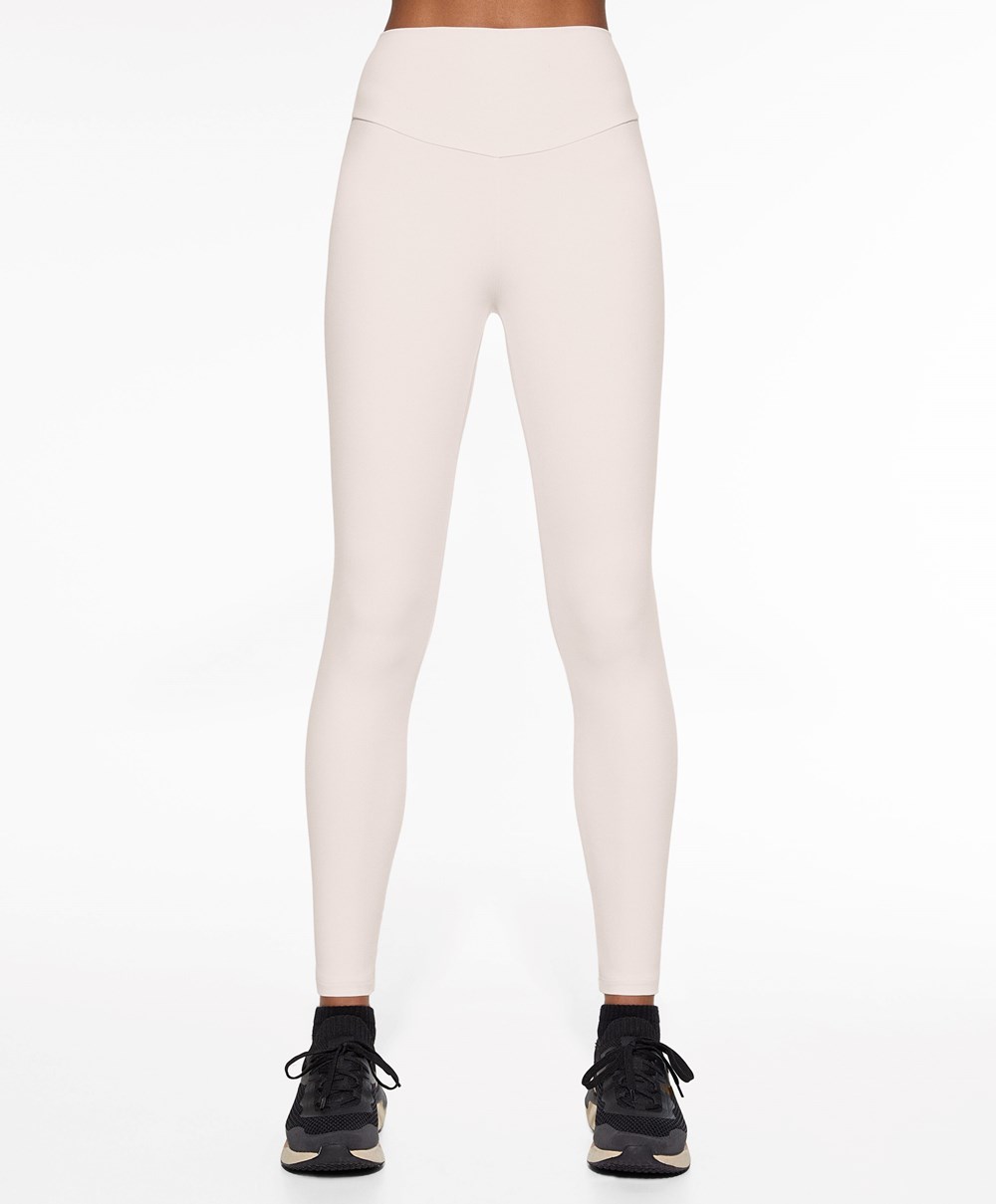 Oysho Comfortlux High-rise Ankle-length Leggings Ivory Ecru | KGSVTW-126