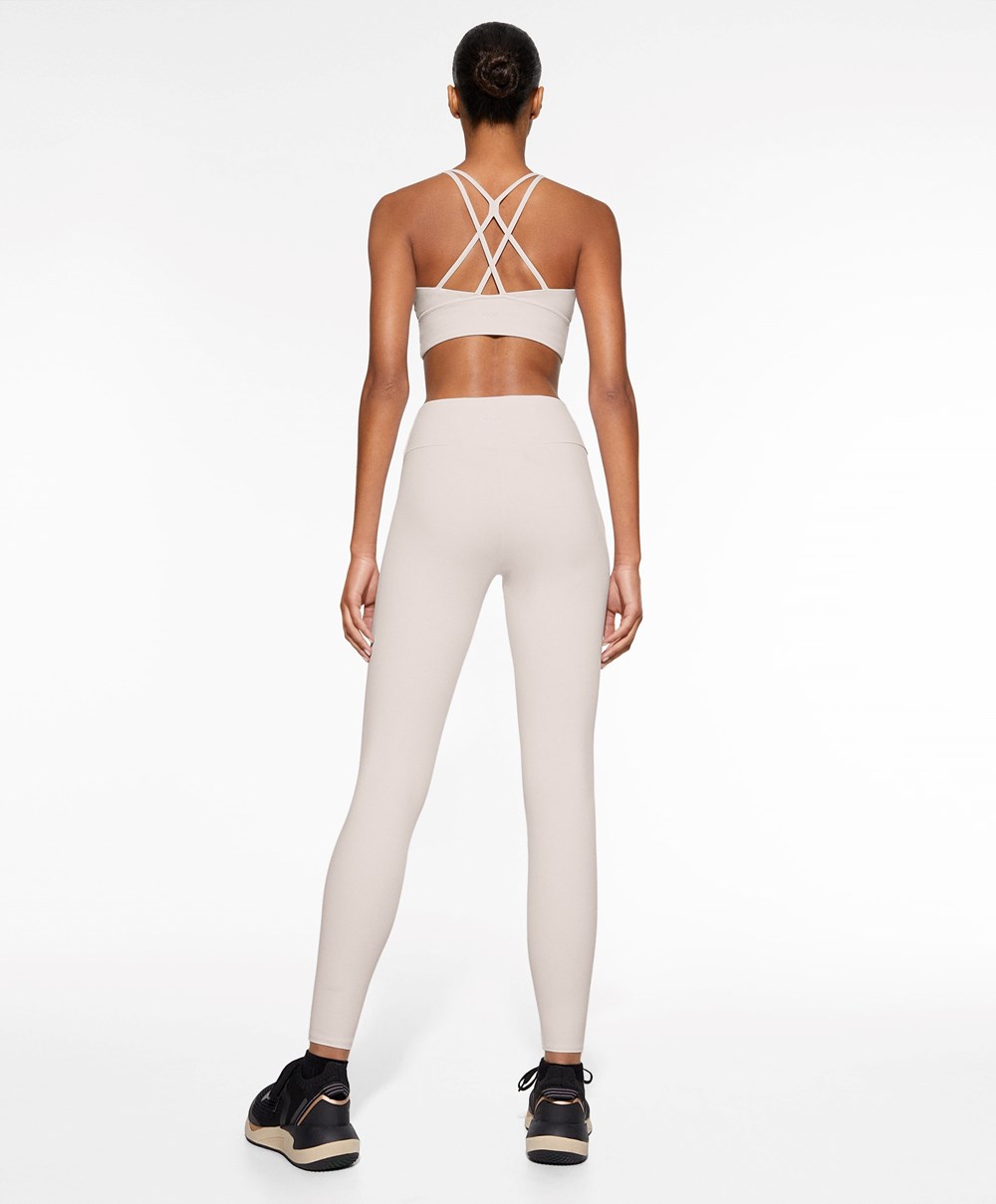 Oysho Comfortlux High-rise Ankle-length Leggings Ivory Ecru | KGSVTW-126