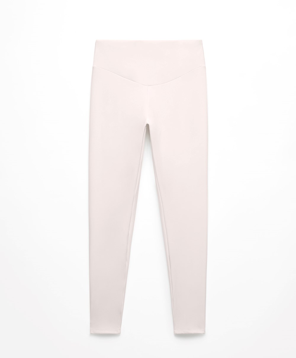 Oysho Comfortlux High-rise Ankle-length Leggings Ivory Ecru | KGSVTW-126