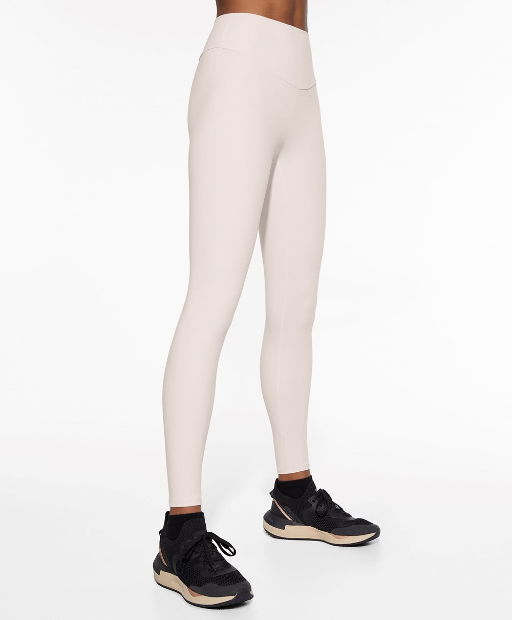 Oysho Comfortlux High-rise Ankle-length Leggings Ivory Ecru | KGSVTW-126