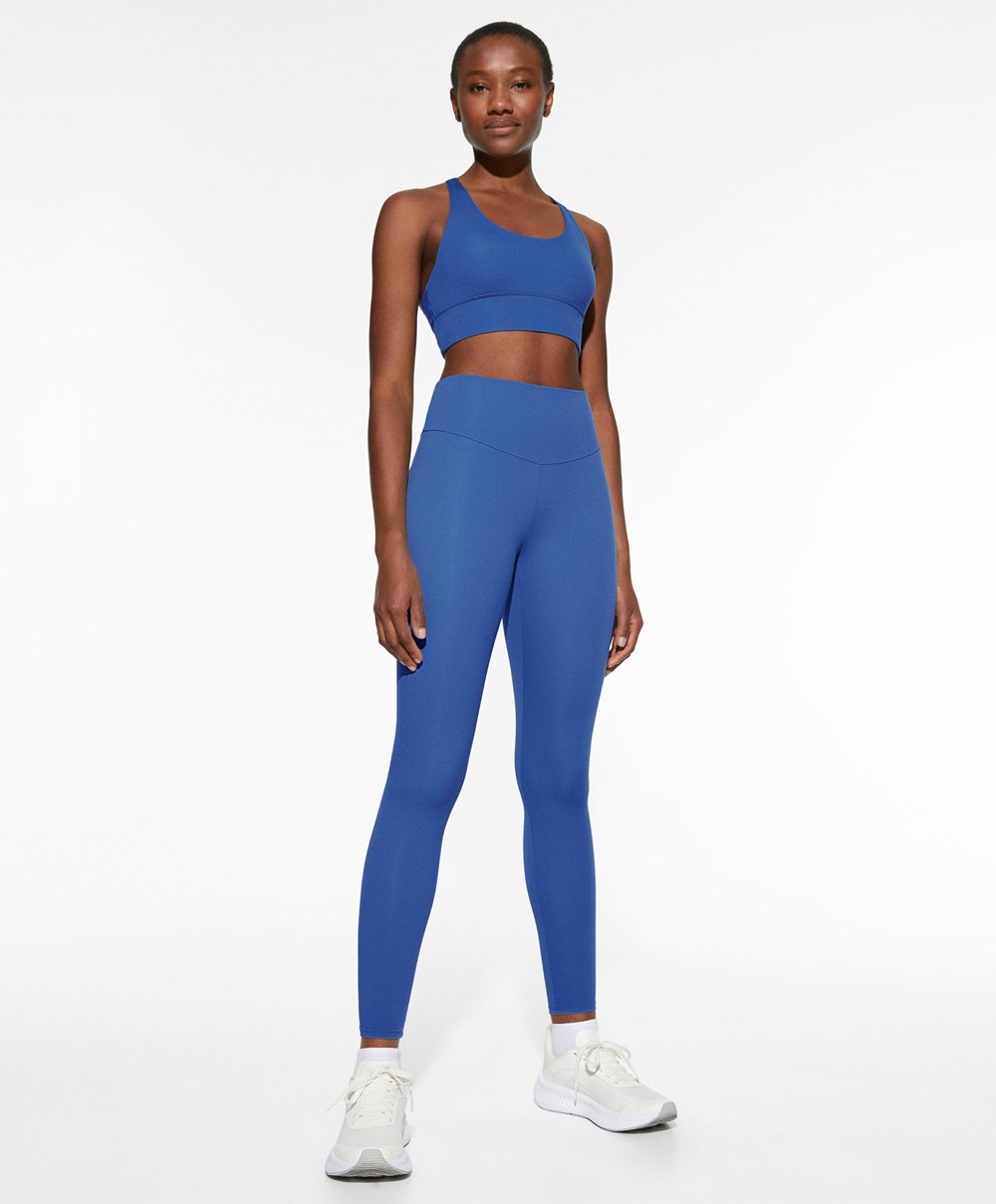 Oysho Comfortlux High-rise Ankle-length Leggings Kék | XKGWBH-103