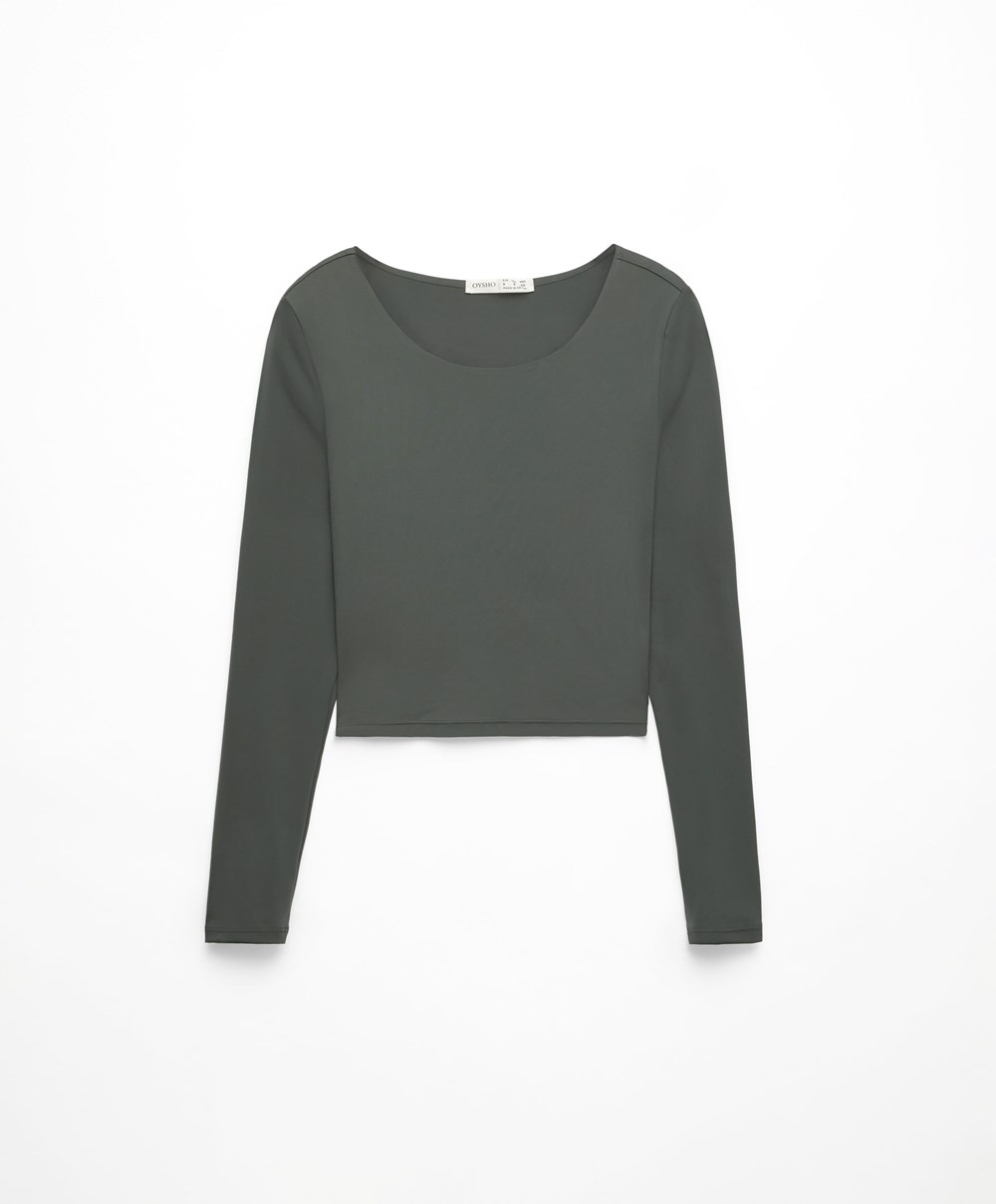 Oysho Comfortlux Long-sleeved T-shirt Sötétzöld | BLWIQR-053