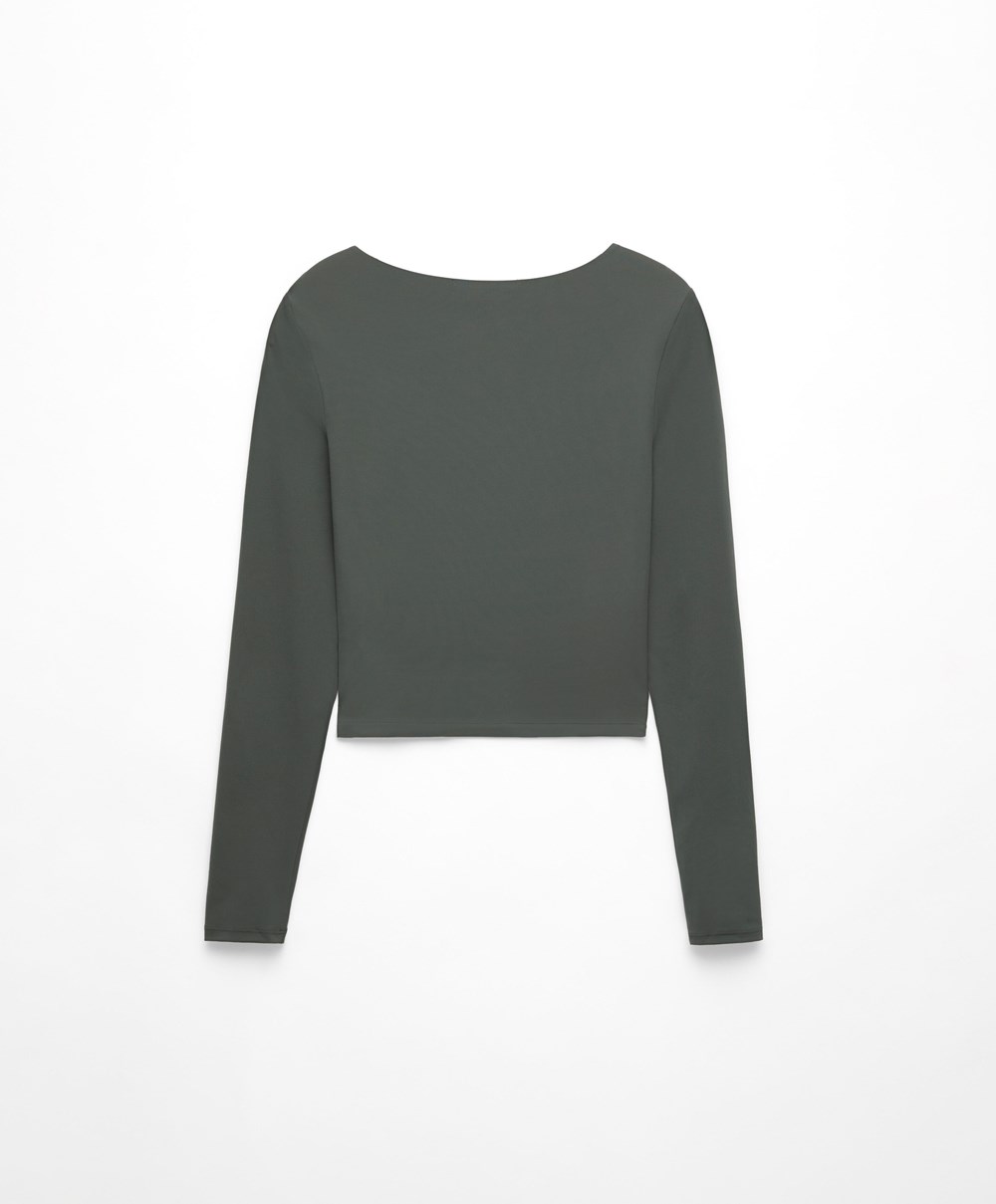 Oysho Comfortlux Long-sleeved T-shirt Sötétzöld | BLWIQR-053