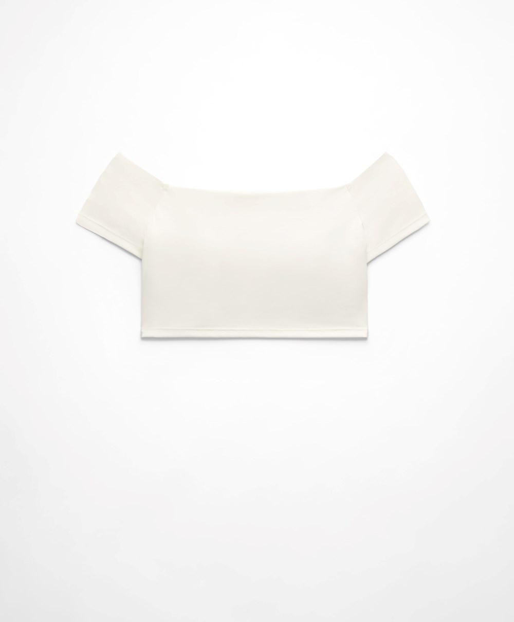 Oysho Comfortlux Off-the-shoulder Top With Cups Cream-white | IDVOAW-849