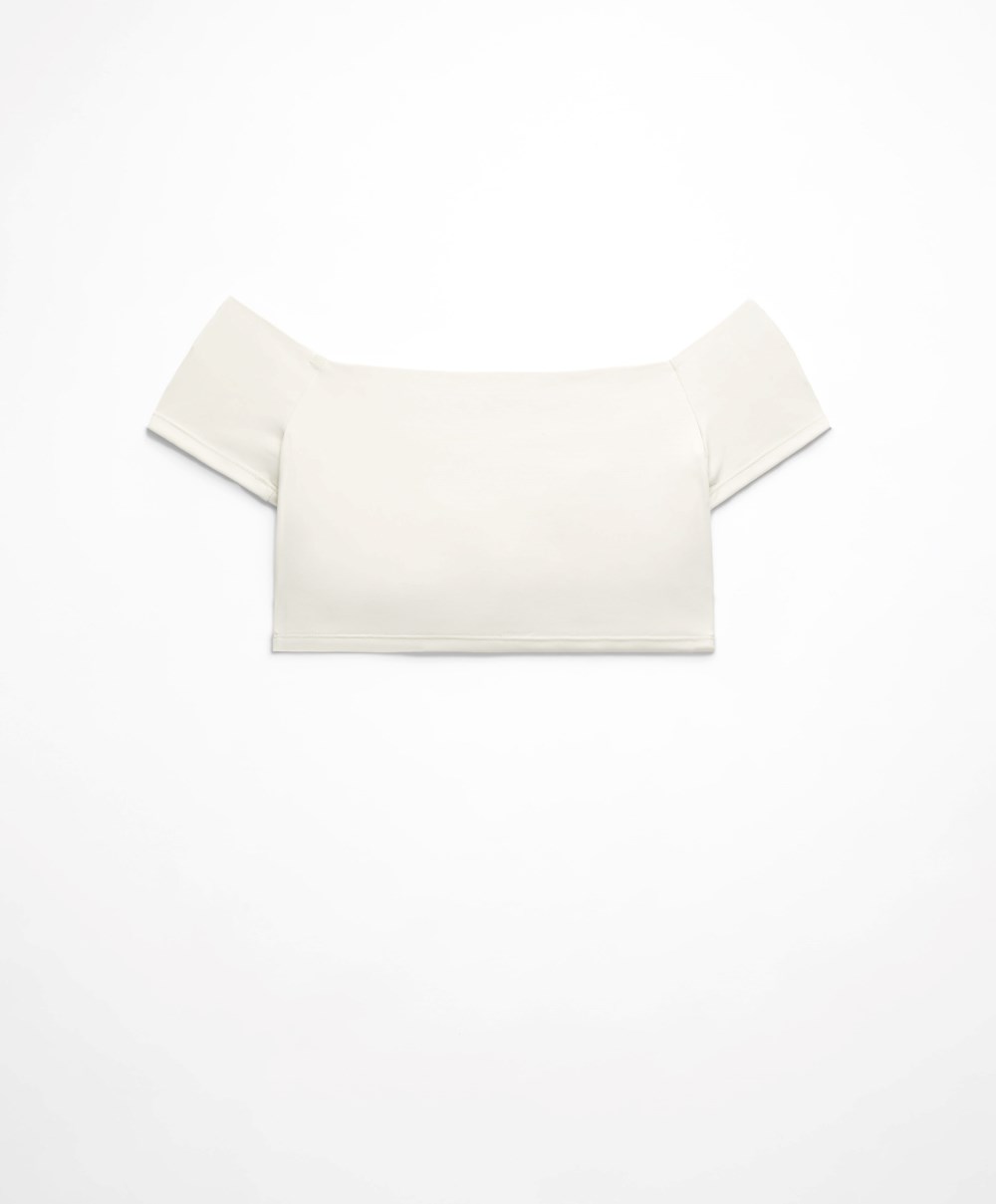 Oysho Comfortlux Off-the-shoulder Top With Cups Cream-white | IDVOAW-849