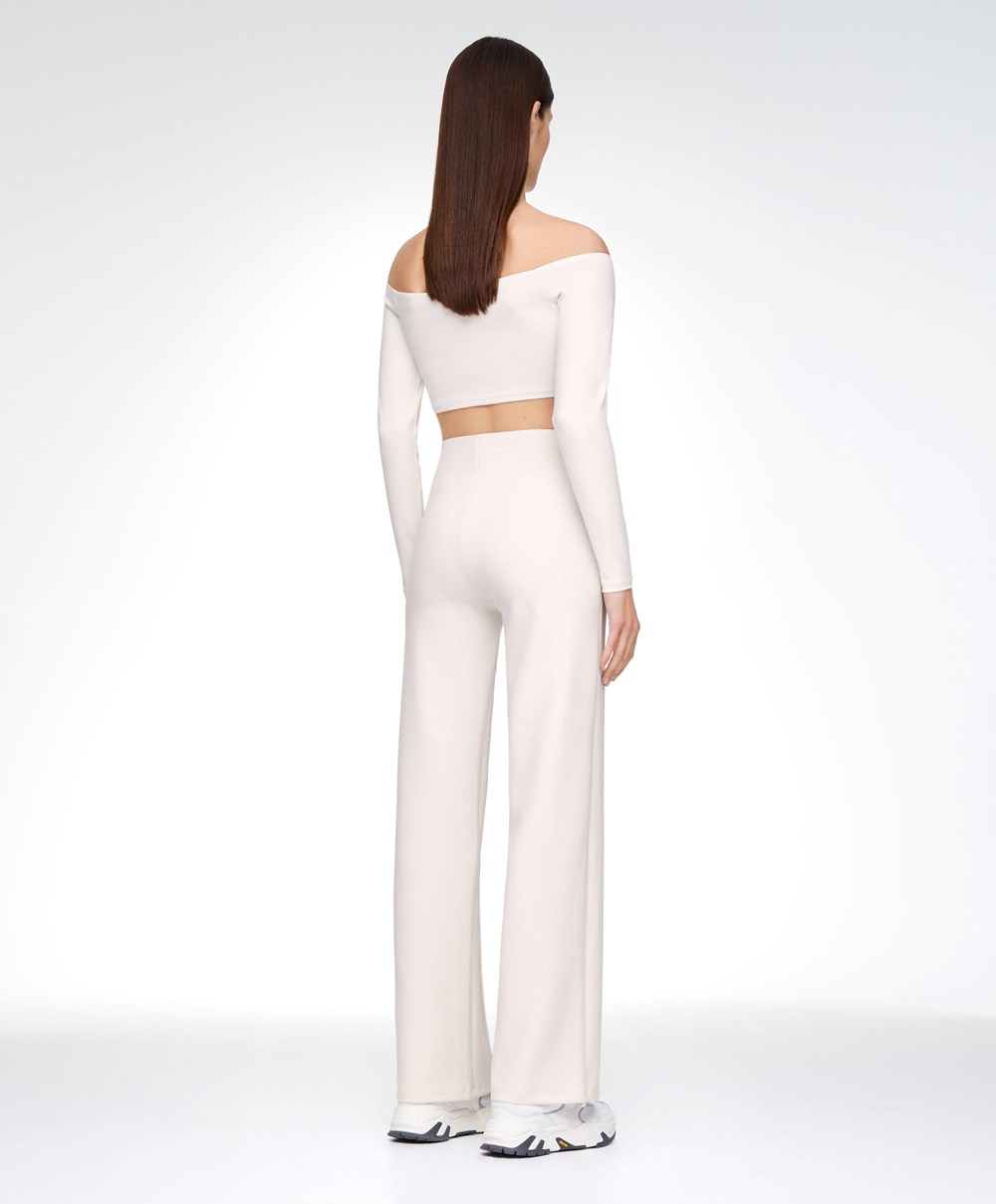 Oysho Comfortlux Off-the-shoulder Top With Cups Cream-white | YWOUZQ-613