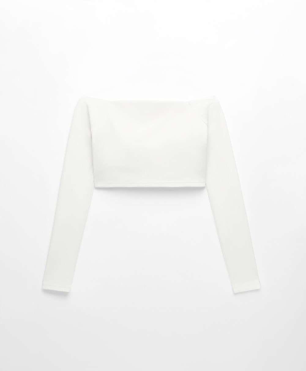 Oysho Comfortlux Off-the-shoulder Top With Cups Cream-white | YWOUZQ-613