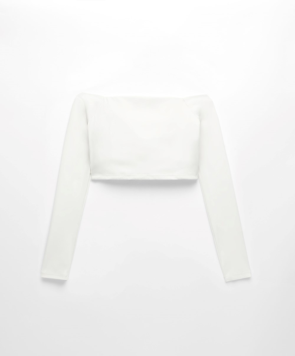 Oysho Comfortlux Off-the-shoulder Top With Cups Cream-white | YWOUZQ-613