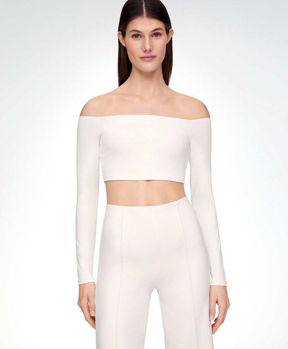 Oysho Comfortlux Off-the-shoulder Top With Cups Cream-white | YWOUZQ-613