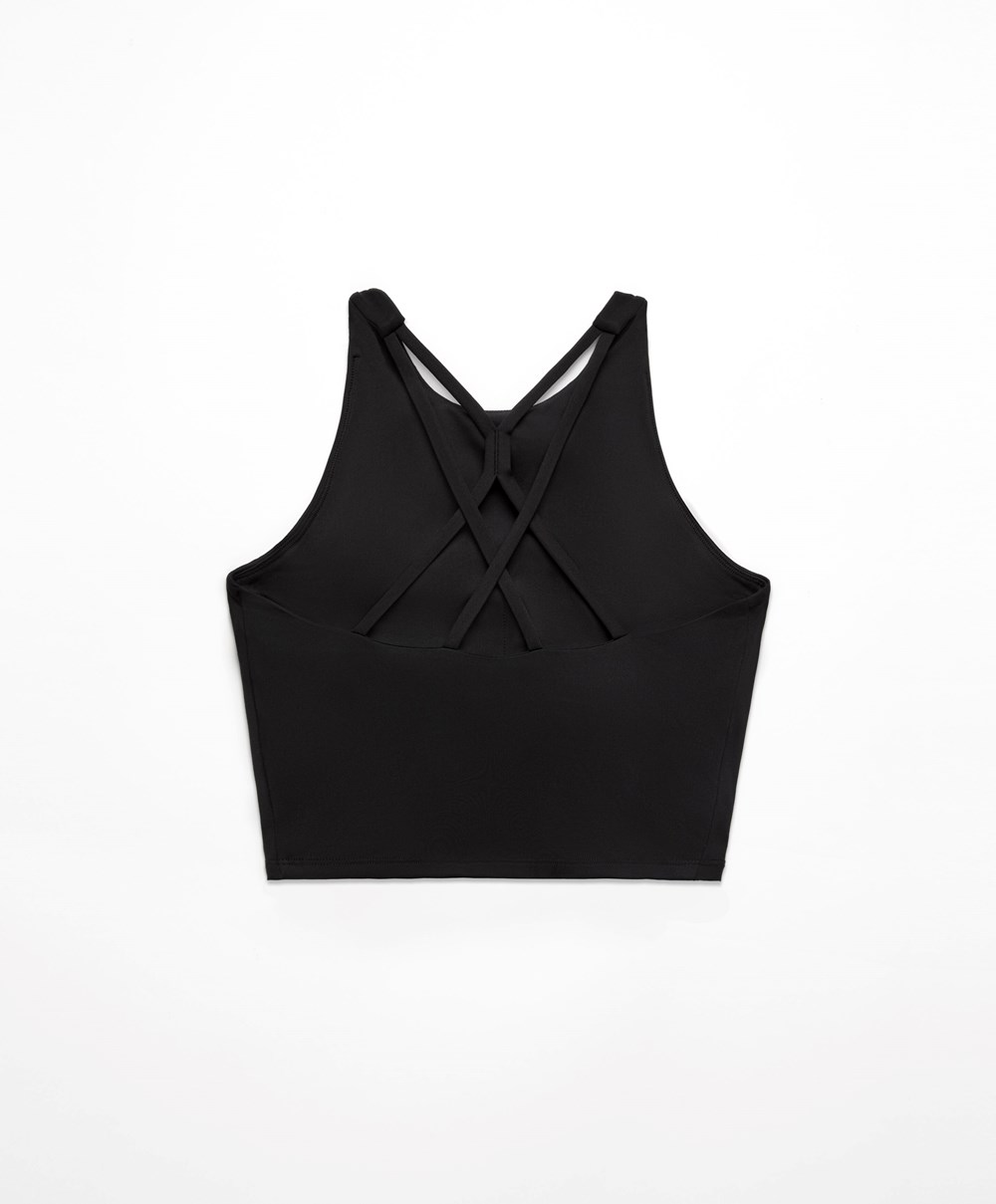 Oysho Comfortlux Pántos Tank Top Fekete | LEUNDV-743