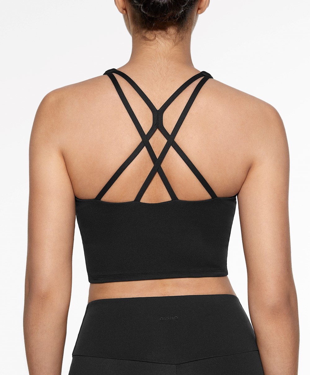 Oysho Comfortlux Pántos Tank Top Fekete | LEUNDV-743