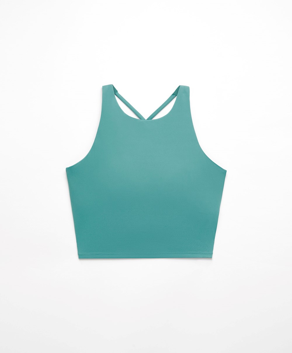 Oysho Comfortlux Pántos Tank Top Türkiz | JDVTMF-501