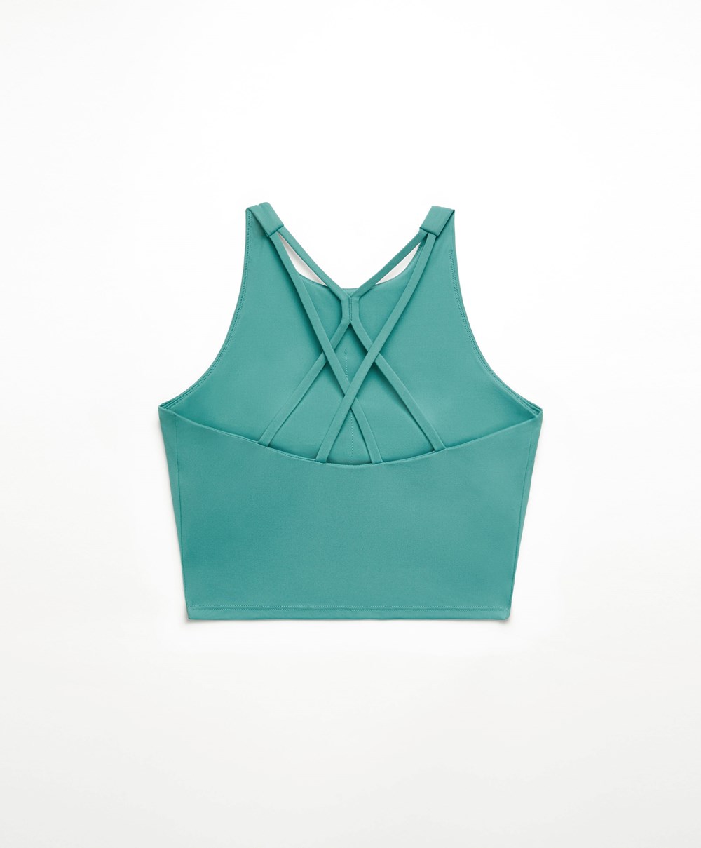 Oysho Comfortlux Pántos Tank Top Türkiz | JDVTMF-501