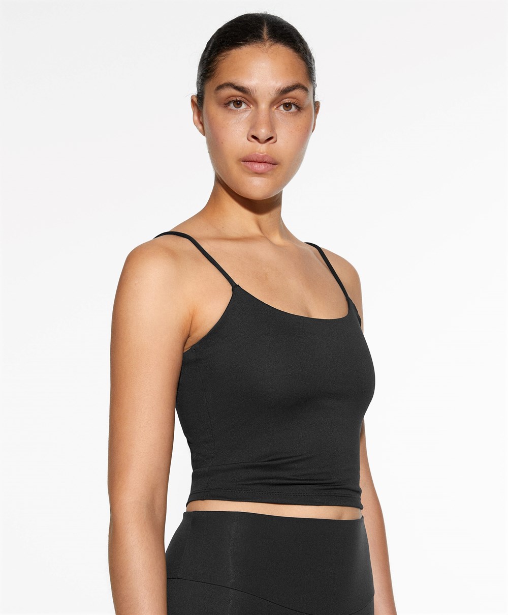 Oysho Comfortlux Pántos Top Fekete | PXDBNM-105