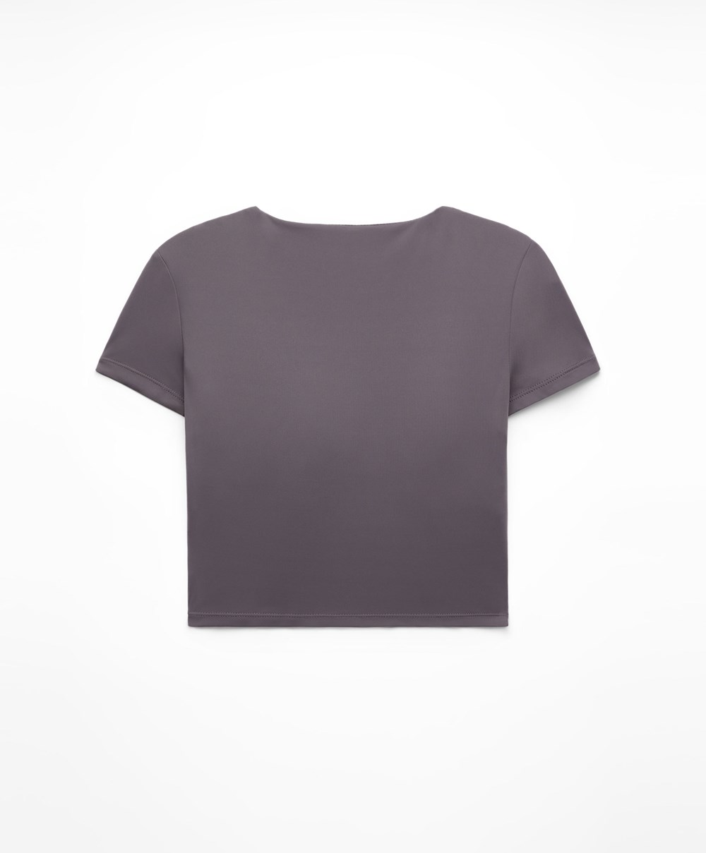 Oysho Comfortlux Rövid-sleeved T-shirt With Cups Purple-grey | IJGKCD-043